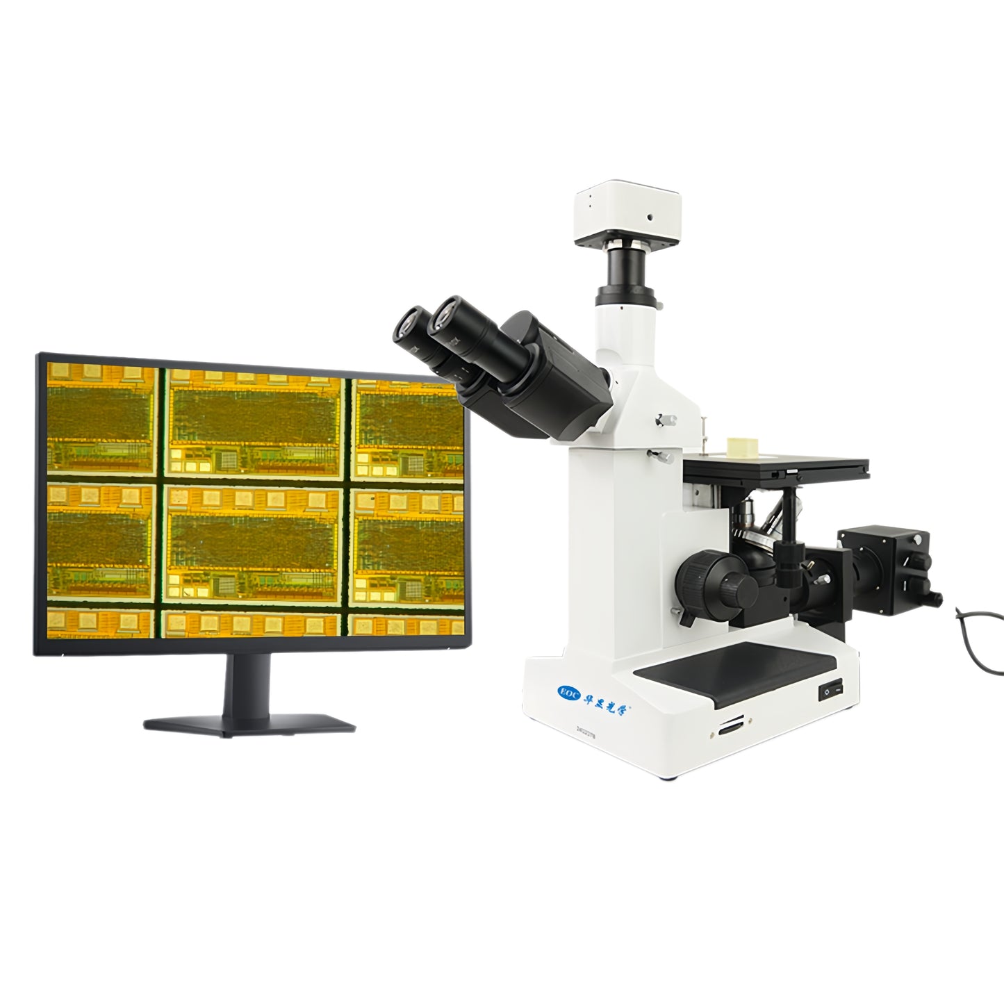 EOC MJ203F Inverted Stereo Trinocular Metallurgical Optical Digital Microscope with 60MP Camera USB3.0 Connection