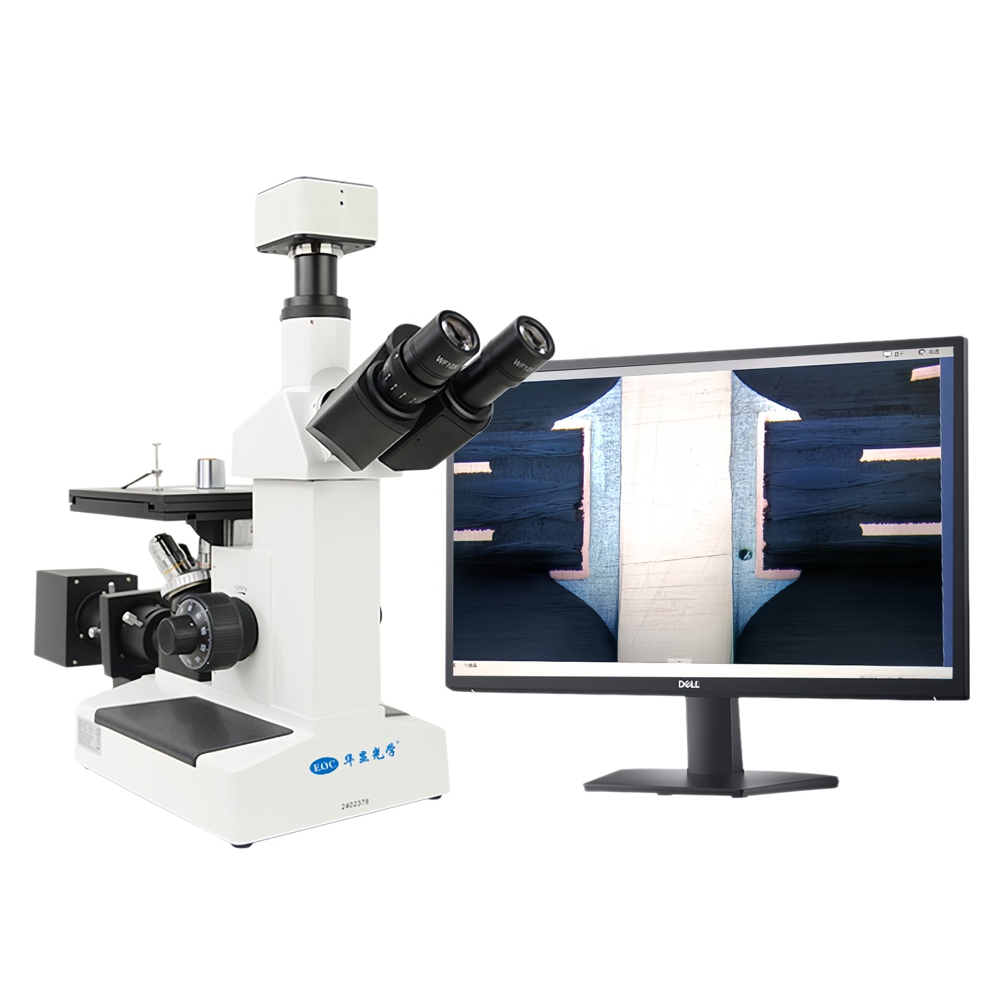 EOC MJ203F Inverted Stereo Trinocular Metallurgical Optical Digital Microscope with 60MP Camera USB3.0 Connection